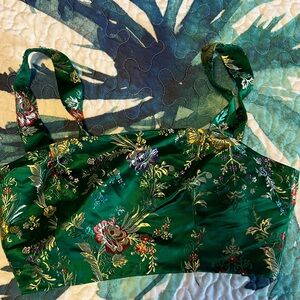 Forever 21 satin embroidered cropped top